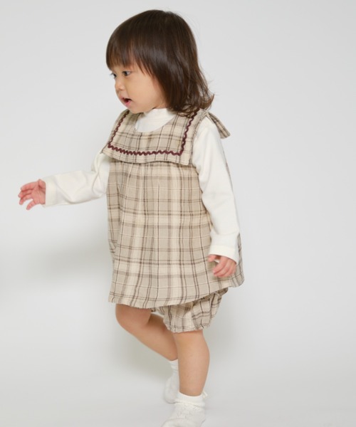 kids zoo(キッズズー)の「フリル付きチェック・無地ブルマパンツ(その他パンツ・キッズ・ベージュ/グレー/イエロー・90/80)」の6枚目の写真