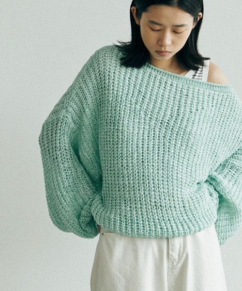 marjour(マージュール)の「ROUGHLY KNIT PULLOVER(ニット/セーター・レディース・ミント/ベージュ・M)」の2枚目の写真