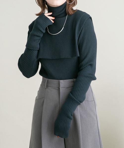 KBF（ケイビーエフ）の「オーバーショールハイネックニット（ニット/セーター・レディース・ブラック/グリーン系その他/アイボリー・ONE）」の3枚目の写真