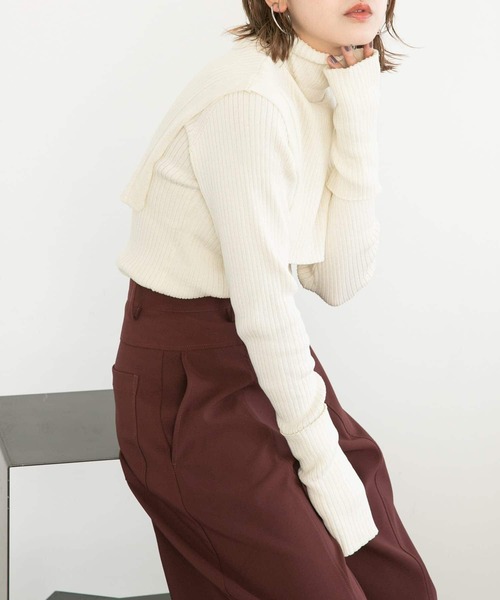 KBF（ケイビーエフ）の「オーバーショールハイネックニット（ニット/セーター・レディース・ブラック/グリーン系その他/アイボリー・ONE）」の8枚目の写真