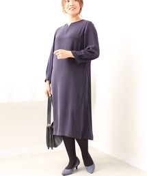 【L~5L 大きいサイズ】パール 使い Aライン ワンピース