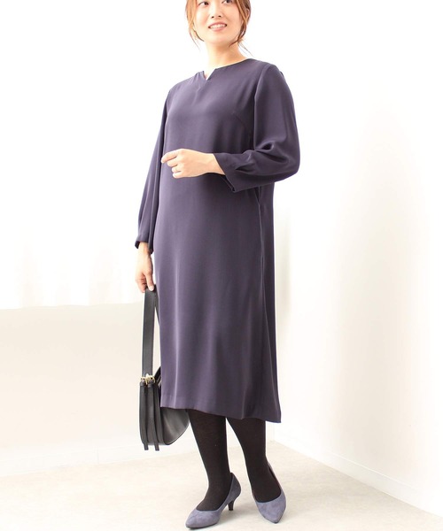 fleur by mint breeze(フルールバイミントブリーズ)の「【L~5L 大きいサイズ】パール 使い Aライン ワンピース(ワンピース・レディース・ネイビー/ブラック・3L/4L/5L/LL/L)」の1枚目の写真