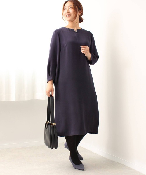 fleur by mint breeze(フルールバイミントブリーズ)の「【L~5L 大きいサイズ】パール 使い Aライン ワンピース(ワンピース・レディース・ネイビー/ブラック・3L/4L/5L/LL/L)」の19枚目の写真