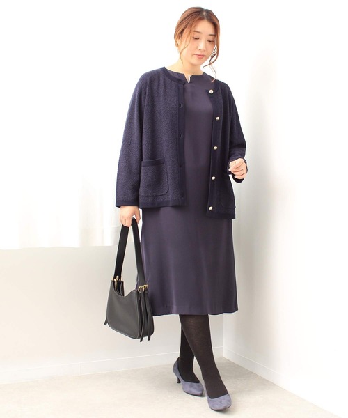 fleur by mint breeze(フルールバイミントブリーズ)の「【L~5L 大きいサイズ】パール 使い Aライン ワンピース(ワンピース・レディース・ネイビー/ブラック・3L/4L/5L/LL/L)」の20枚目の写真