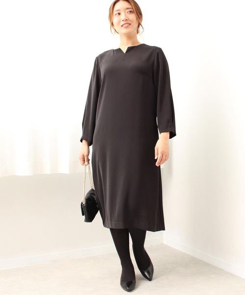 fleur by mint breeze(フルールバイミントブリーズ)の「【L~5L 大きいサイズ】パール 使い Aライン ワンピース(ワンピース・レディース・ネイビー/ブラック・3L/4L/5L/LL/L)」の16枚目の写真