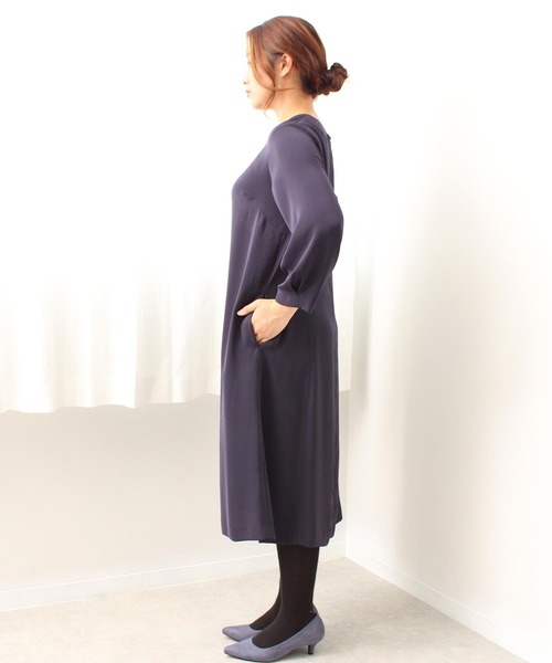 fleur by mint breeze(フルールバイミントブリーズ)の「【L~5L 大きいサイズ】パール 使い Aライン ワンピース(ワンピース・レディース・ネイビー/ブラック・3L/4L/5L/LL/L)」の12枚目の写真