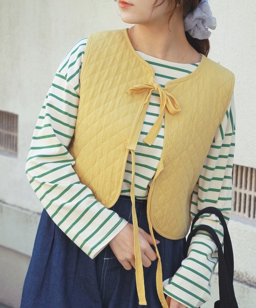 Crisp（クリスプ）の「キルティングリボンベスト（ベスト・レディース・イエロー/アイボリー・FREE）」の16枚目の写真