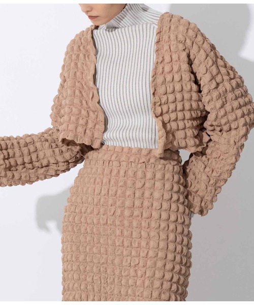 Settimissimo（セッティミッシモ）の「【セットアップ対応】フロントオープンポコポコショートボレロ（カーディガン/ボレロ・レディース・ブルー/ベージュ/ブラック・FREE）」の3枚目の写真