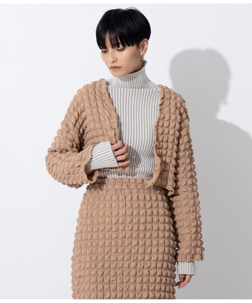 Settimissimo（セッティミッシモ）の「【セットアップ対応】フロントオープンポコポコショートボレロ（カーディガン/ボレロ・レディース・ブルー/ベージュ/ブラック・FREE）」の9枚目の写真