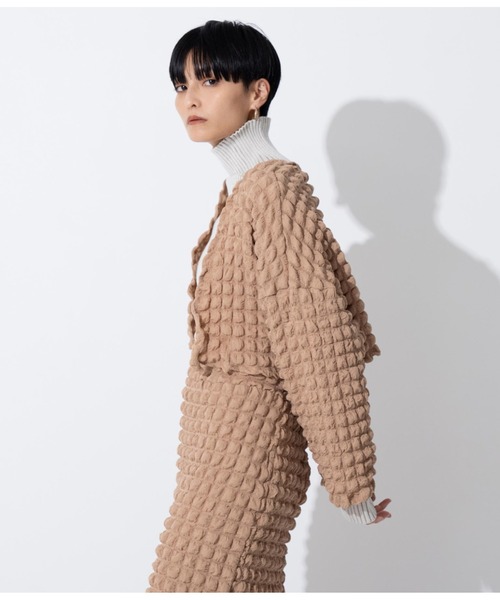 Settimissimo（セッティミッシモ）の「【セットアップ対応】フロントオープンポコポコショートボレロ（カーディガン/ボレロ・レディース・ブルー/ベージュ/ブラック・FREE）」の11枚目の写真