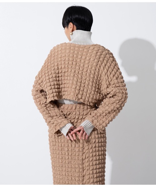 Settimissimo（セッティミッシモ）の「【セットアップ対応】フロントオープンポコポコショートボレロ（カーディガン/ボレロ・レディース・ブルー/ベージュ/ブラック・FREE）」の12枚目の写真