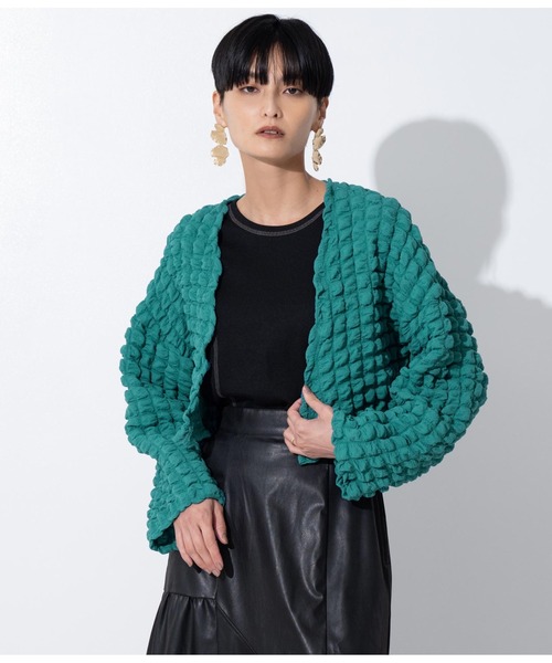 Settimissimo（セッティミッシモ）の「【セットアップ対応】フロントオープンポコポコショートボレロ（カーディガン/ボレロ・レディース・ブルー/ベージュ/ブラック・FREE）」の17枚目の写真