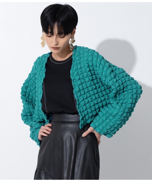 Settimissimo（セッティミッシモ）の「【セットアップ対応】フロントオープンポコポコショートボレロ（カーディガン/ボレロ・レディース・ブルー/ベージュ/ブラック・FREE）」の18枚目の写真