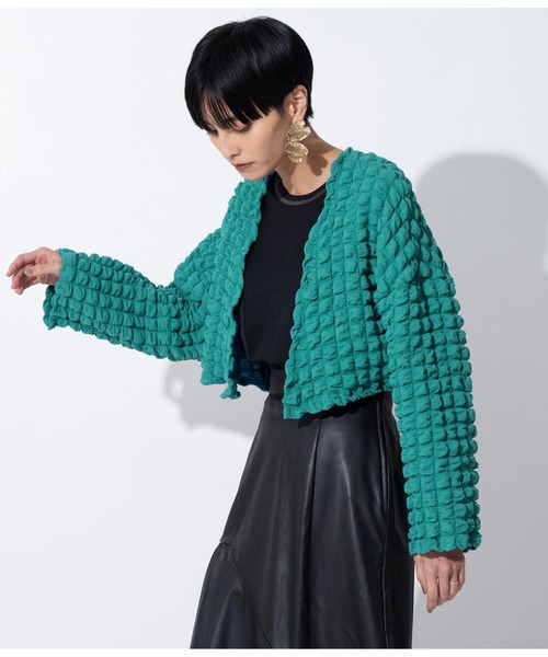 Settimissimo（セッティミッシモ）の「【セットアップ対応】フロントオープンポコポコショートボレロ（カーディガン/ボレロ・レディース・ブルー/ベージュ/ブラック・FREE）」の19枚目の写真