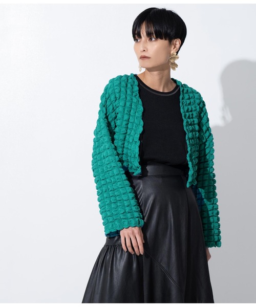 Settimissimo（セッティミッシモ）の「【セットアップ対応】フロントオープンポコポコショートボレロ（カーディガン/ボレロ・レディース・ブルー/ベージュ/ブラック・FREE）」の20枚目の写真