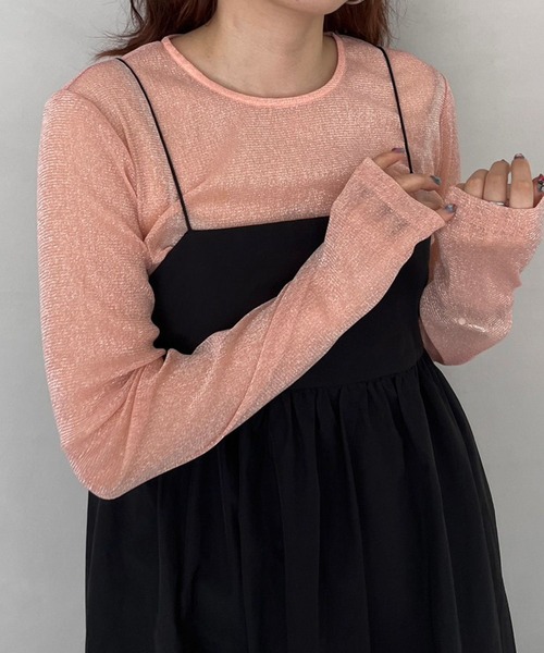 LOWRYS FARM（ローリーズファーム）の「シアーラメプルオーバーロングスリーブ　980866（Tシャツ/カットソー・レディース・ピンク/パープル/ブルー・FREE）」の4枚目の写真