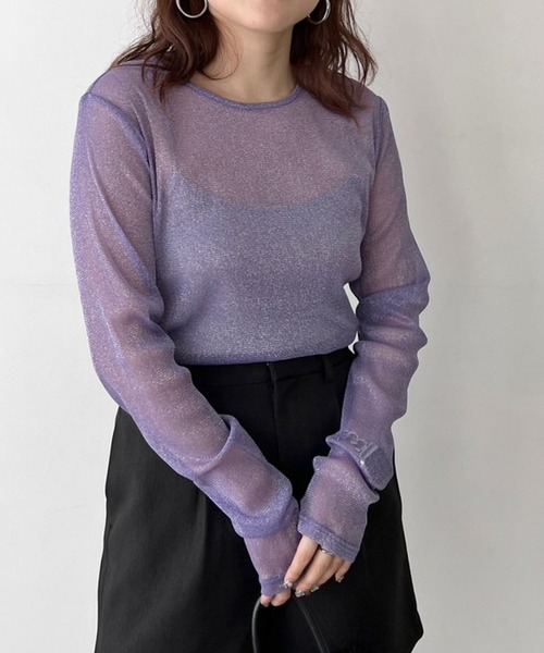 LOWRYS FARM（ローリーズファーム）の「シアーラメプルオーバーロングスリーブ　980866（Tシャツ/カットソー・レディース・ピンク/パープル/ブルー・FREE）」の18枚目の写真