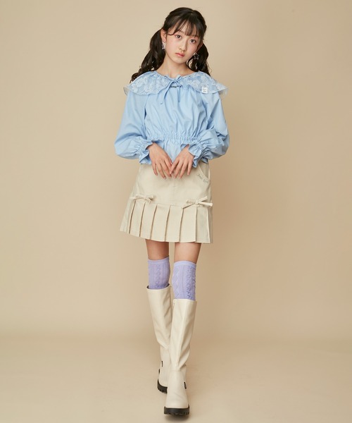 JENNI love(ジェニィラブ)の「【セットアップ対応】【ストレッチ素材】【ウエスト調整可能】リボン付きすそプリーツスカパン(その他パンツ・キッズ・ミント/ラベンダー/アイボリー/ブラック・130cm/140cm/150cm/160cm)」の7枚目の写真