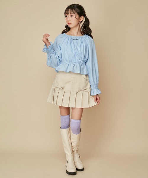 JENNI love(ジェニィラブ)の「【セットアップ対応】【ストレッチ素材】【ウエスト調整可能】リボン付きすそプリーツスカパン(その他パンツ・キッズ・ミント/ラベンダー/アイボリー/ブラック・130cm/140cm/150cm/160cm)」の8枚目の写真