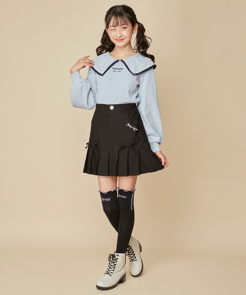 JENNI love(ジェニィラブ)の「【セットアップ対応】【ストレッチ素材】【ウエスト調整可能】リボン付きすそプリーツスカパン(その他パンツ・キッズ・ミント/ラベンダー/アイボリー/ブラック・130cm/140cm/150cm/160cm)」の9枚目の写真
