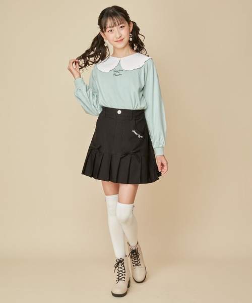 JENNI love(ジェニィラブ)の「【セットアップ対応】【ストレッチ素材】【ウエスト調整可能】リボン付きすそプリーツスカパン(その他パンツ・キッズ・ミント/ラベンダー/アイボリー/ブラック・130cm/140cm/150cm/160cm)」の12枚目の写真