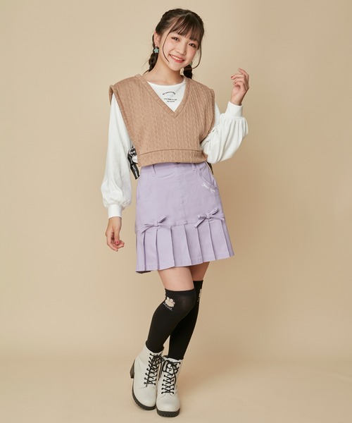 JENNI love(ジェニィラブ)の「【セットアップ対応】【ストレッチ素材】【ウエスト調整可能】リボン付きすそプリーツスカパン(その他パンツ・キッズ・ミント/ラベンダー/アイボリー/ブラック・130cm/140cm/150cm/160cm)」の20枚目の写真
