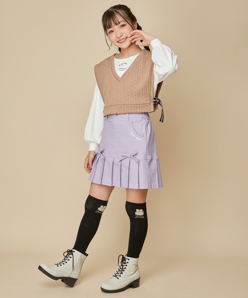 JENNI love(ジェニィラブ)の「【セットアップ対応】【ストレッチ素材】【ウエスト調整可能】リボン付きすそプリーツスカパン(その他パンツ・キッズ・ミント/ラベンダー/アイボリー/ブラック・130cm/140cm/150cm/160cm)」の21枚目の写真