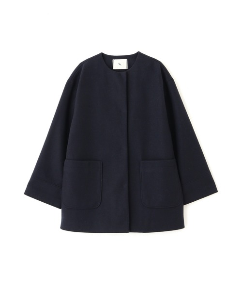 N.(N. Natural Beauty Basic)(エヌエヌナチュラルビューティーベーシック)の「【S Size Line】◆エアニーノーカラーショートコート(ノーカラーコート・レディース・モカ/ライトグリーン/ネイビー・MEDIUM/SMALL)」の5枚目の写真