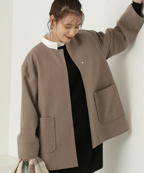 N.(N. Natural Beauty Basic)(エヌエヌナチュラルビューティーベーシック)の「【S Size Line】◆エアニーノーカラーショートコート(ノーカラーコート・レディース・モカ/ライトグリーン/ネイビー・MEDIUM/SMALL)」の15枚目の写真