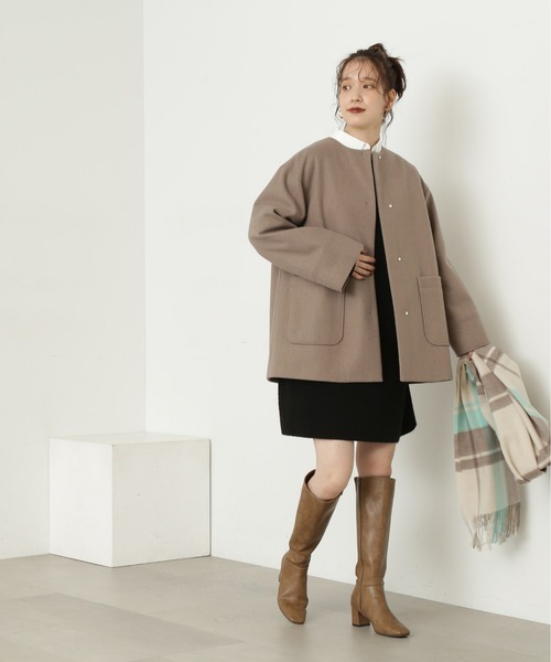 N.(N. Natural Beauty Basic)(エヌエヌナチュラルビューティーベーシック)の「【S Size Line】◆エアニーノーカラーショートコート(ノーカラーコート・レディース・モカ/ライトグリーン/ネイビー・MEDIUM/SMALL)」の19枚目の写真
