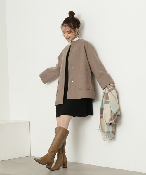 N.(N. Natural Beauty Basic)(エヌエヌナチュラルビューティーベーシック)の「【S Size Line】◆エアニーノーカラーショートコート(ノーカラーコート・レディース・モカ/ライトグリーン/ネイビー・MEDIUM/SMALL)」の13枚目の写真