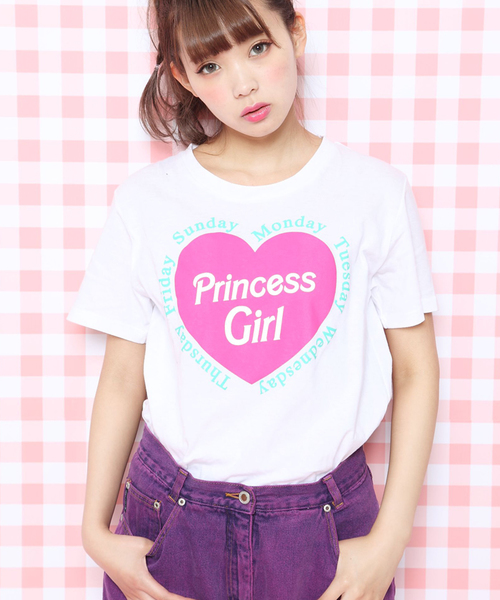 WC(ダブル シー)の「WC/ハートプリントTシャツ(Tシャツ/カットソー・レディース・ホワイト/ブラック・FREE)」の1枚目の写真