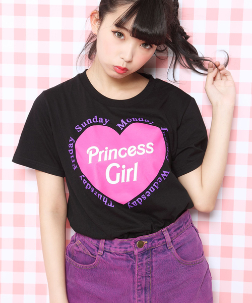 WC(ダブル シー)の「WC/ハートプリントTシャツ(Tシャツ/カットソー・レディース・ホワイト/ブラック・FREE)」の2枚目の写真