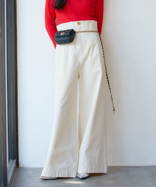 VIS（ビス）の「【洗える】微起毛バギーパンツ（スラックス・レディース・ブラウン系その他/キナリ・M/S/SS）」の2枚目の写真