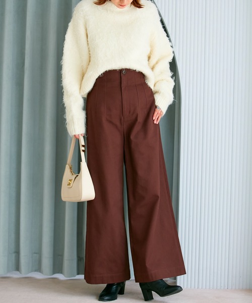 VIS（ビス）の「【洗える】微起毛バギーパンツ（スラックス・レディース・ブラウン系その他/キナリ・M/S/SS）」の18枚目の写真