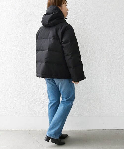 DANTON(ダントン)の「DANTON: フード ショート ダウン ジャケット(ダウンジャケット/コート・レディース・ブラック/ベージュ・ONE SIZE)」の4枚目の写真