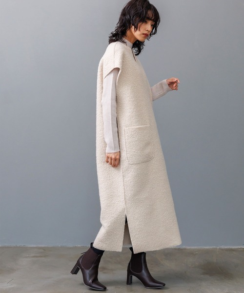 mili an deni(ミリアンデニ)の「フェイクリングリバーシブルキーネックワンピース(ワンピース・レディース・ブラック/ライトグレー/モカ/ライトベージュ/ブラウン・M)」の13枚目の写真