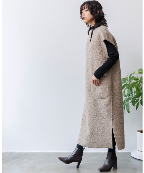 mili an deni(ミリアンデニ)の「フェイクリングリバーシブルキーネックワンピース(ワンピース・レディース・ブラック/ライトグレー/モカ/ライトベージュ/ブラウン・M)」の19枚目の写真
