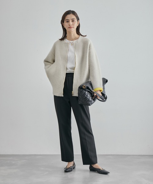 ROPE'（ロペ）の「【高評価】裏起毛ドロストリラックスパンツ/セットアップ対応（その他パンツ・レディース・ブラック/グレー/オフホワイト・38/36）」の4枚目の写真