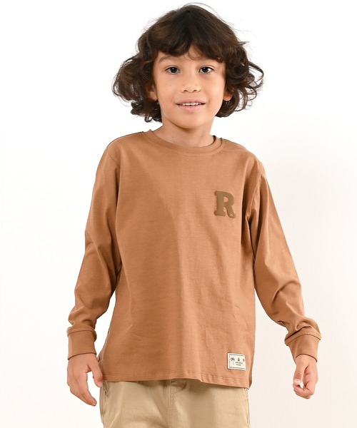 LEAD(リード)の「OCS認証 オーガニックコットン100% ロゴ【イニシャル R】長袖Tシャツ(Tシャツ/カットソー・キッズ・インディゴブルー/カーキ/キャメル/マスタード/コーラル・140/130/120/90/110/150/100)」の4枚目の写真