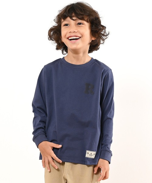 LEAD(リード)の「OCS認証 オーガニックコットン100% ロゴ【イニシャル R】長袖Tシャツ(Tシャツ/カットソー・キッズ・インディゴブルー/カーキ/キャメル/マスタード/コーラル・140/130/120/90/110/150/100)」の2枚目の写真