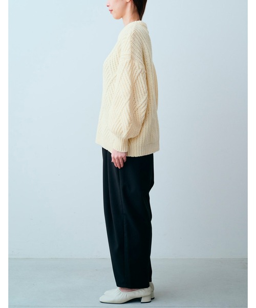 IEDIT（イディット）の「ＩＥＤＩＴ　ふんわり起毛がやわらかな　ダイア編みニットプルオーバー（ニット/セーター・レディース・アイボリー/グリーン系その他・MEDIUM/LARGE/X-LARGE/XX-LARGE/SMALL/XXX-LARGE）」の6枚目の写真