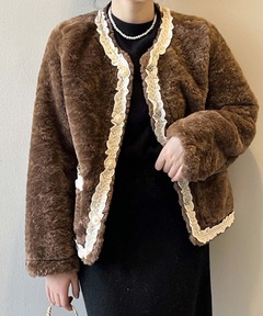 【未使用】JENNEフェイクミンクノーカラージャケットS定価31900円 フェイクミンクノーカラージャケット｜JENNE(ジェンヌ)公式通販