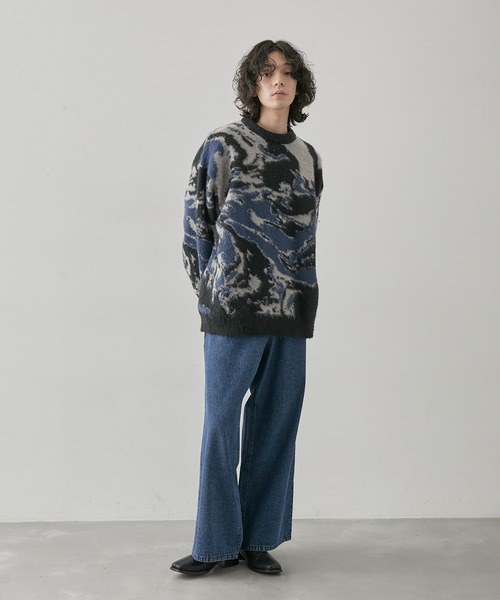 JUNRED(ジュンレッド)の「柄物シャギーニットプルオーバー(ニット/セーター・メンズ・ベージュ/ブラック・L/M)」の7枚目の写真