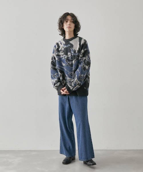 JUNRED(ジュンレッド)の「柄物シャギーニットプルオーバー(ニット/セーター・メンズ・ベージュ/ブラック・L/M)」の8枚目の写真