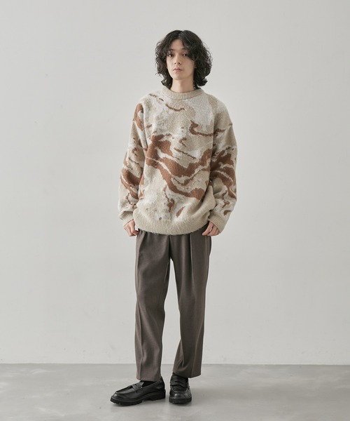 JUNRED(ジュンレッド)の「柄物シャギーニットプルオーバー(ニット/セーター・メンズ・ベージュ/ブラック・L/M)」の9枚目の写真