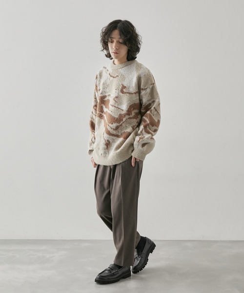 JUNRED(ジュンレッド)の「柄物シャギーニットプルオーバー(ニット/セーター・メンズ・ベージュ/ブラック・L/M)」の10枚目の写真