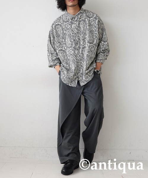 antiqua(アンティカ)の「ペイズリー柄シャツ(シャツ/ブラウス・レディース・オフホワイト/ブラック・FREE)」の3枚目の写真
