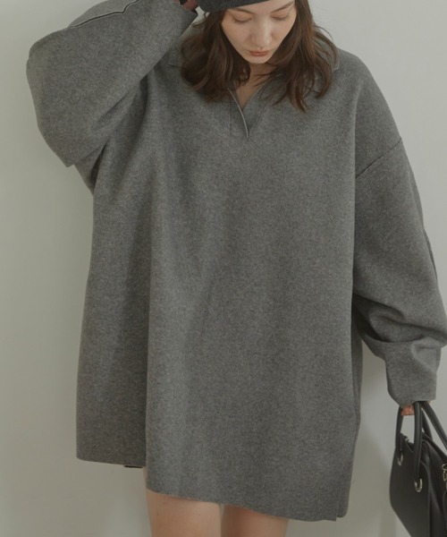 ACYM(アシーム)の「Bulky silhouette collar ワンピース(ワンピース・レディース・ベージュ/ブラウン/グレー・FREE)」の18枚目の写真