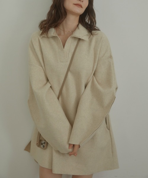 ACYM(アシーム)の「Bulky silhouette collar ワンピース(ワンピース・レディース・ベージュ/ブラウン/グレー・FREE)」の13枚目の写真